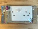 Knightsbridge CU9000 White 2 Gang Curved Edge 13A DP Switched Socket With Dual Earth - LED Spares