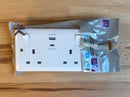 Knightsbridge CU9003 White 2 Gang Curved Edge 13A SP Switched Socket With Outboard Rockers & Type A (QC 18W) + Type C (PD 45W) USB Charger Outlets - LED Spares