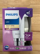 Philips CorePro LED Candle BC 2700K 4W = 25W 250m Pack of 2 - 9290011935 - LED Spares