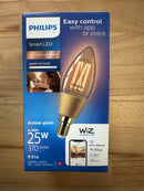 Philips Smart LED Wiz 4.9W = 25W 370lm Filament Candle Amber E14 - LED Spares