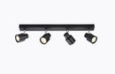 Knightsbridge 230V GU10 Quad Bar Spotlight - Matt Black - CSP4MB - LED Spares
