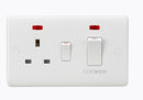 Knightsbridge CU8333NW White Curved Edge 45A DP Cooker Control Switch With 13A Switched Socket & Neons -White Rockers - LED Spares