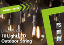 10 Light Filament LED IP44 Festoon String - Powermaster - S17286 - LED Spares