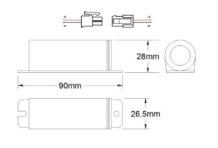 Liteplan 1/LP38/S/MS 3.2V 3.8Ah LiFePO4 Battery in a Stick Formation With Mounting Plate and Molex Socket