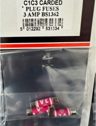 3A Plug Fuse - BS1362 - Pack of 3 - C1C3 - LED Spares