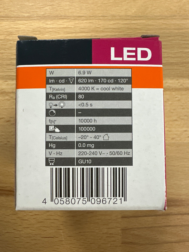 Osram LED Value PAR16 6.9W 80 120° GU10 4000K Cool White - LED Spares