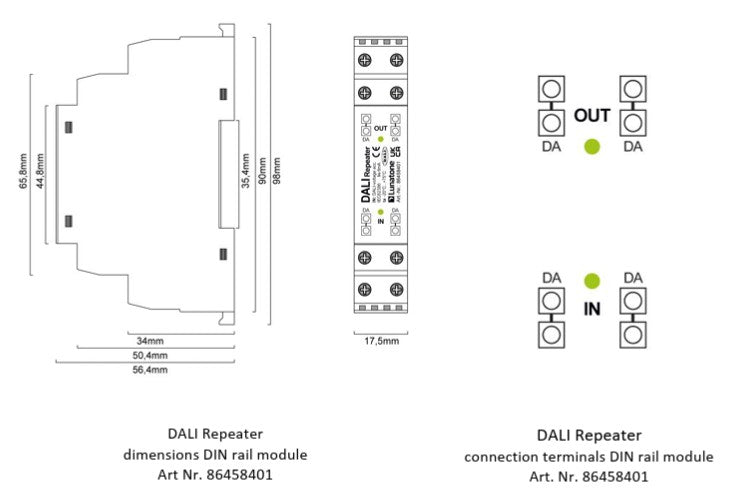 Lunatone DALI Repeater PS, DIN Rail - 86458401-PS-HS - LED Spares