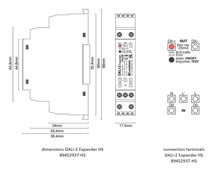 Lunatone DALI-2 Expander Din Rail - 89452937-HS - LED Spares