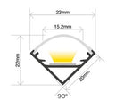 LEDSP/EX APY 1002 Corner Extrusion-Profile For LED Tape - LED Spares
