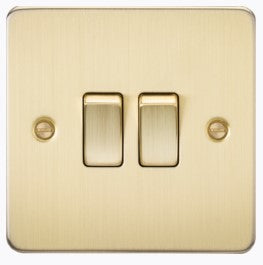 Knightsbridge FP3000BB Flat Plate 10A X 2G 2-Way Switch - Brushed Brass - LED Spares