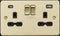 Knightsbridge FPR9940BB 13A 2G SP Switched Socket with Dual USB A+C (5V DC 4.0A shared) - Brushed Brass with black Insert - LED Spares