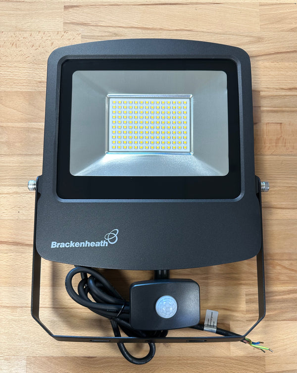 Brackenheath 100W 4000K IP65 REX Slim Floodlight with PIR 220-240V - N6057 - LED Spares