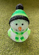 24cm Acrylic Christmas Snowman - Outdoor/Indoor 20 LED Battery Scarf/Hat & Timer - LED Spares