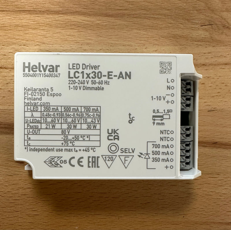 Helvar LC1X30-E-AN 30W 1-10V Dimmable LED Driver - LED Spares