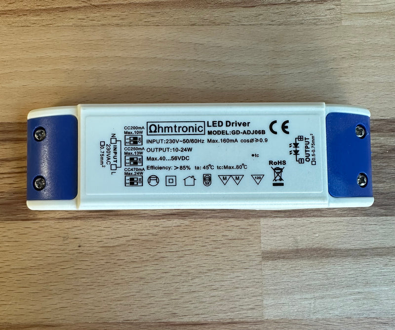 Ohmtronic GD-ADJ06B 10-24W 40-56V 200,250,470mA LED Driver - LED Spares