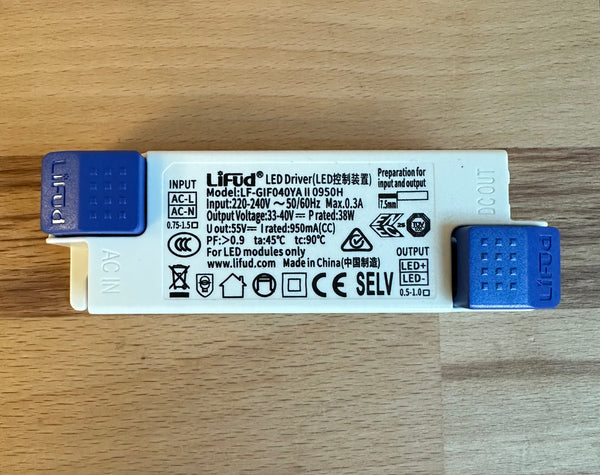 Lifud LF-GIF040YA(H)950mA 40W 950mA Flicker-Free LED Driver 33-40V - LED Spares