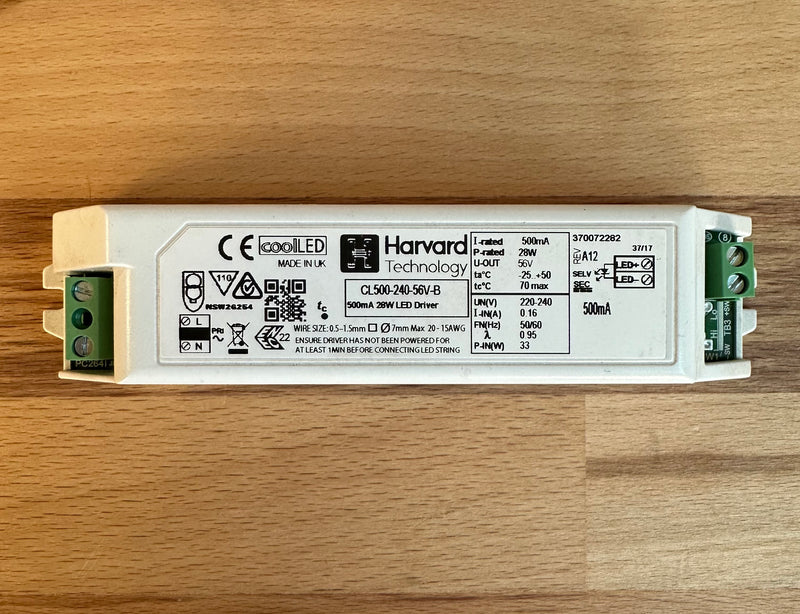 Harvard CoolLED CL500-240-56V-B 12-28W 500mA 24-56V LED Driver - LED Spares