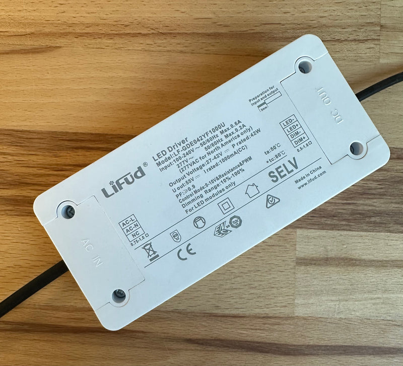 Lifud LF-GDE042YF1000U 42W 1000mA Triac Dimmable LED Driver 27-42V - LED Spares