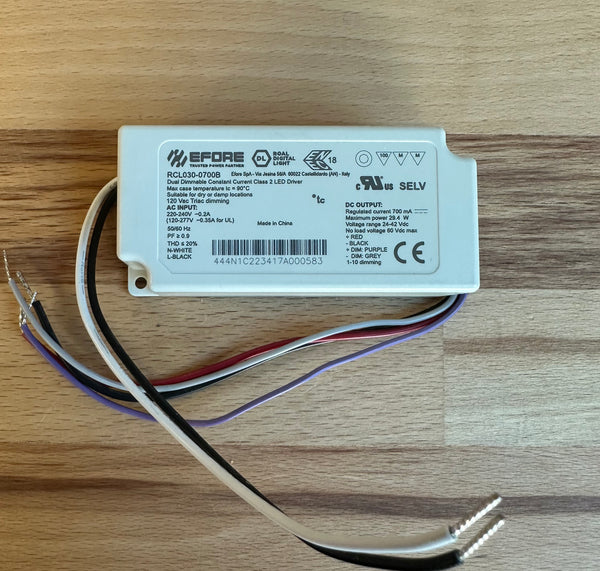 EFORE - ROAL - RCL030-0700B Triac or 0-10V 29.4W 700mA Dimmable LED Driver - LED Spares