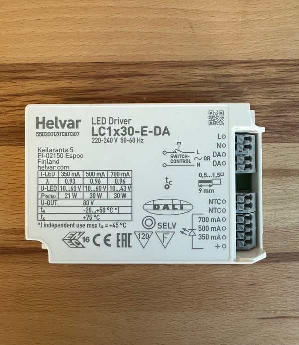 Helvar LC1X30-E-DA 30W DALI Dimmable LED Driver - LED Spares