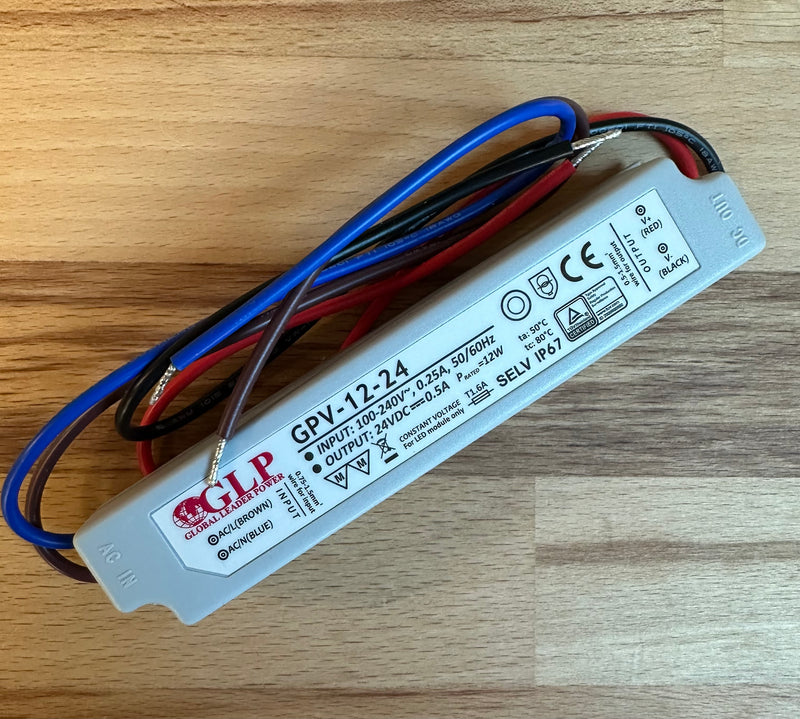 GLP GPV-12-24 12W 24V 0.5A IP67 LED Power Supply - LED Spares