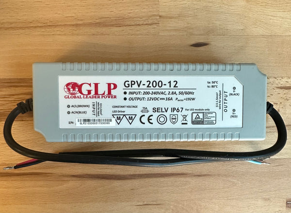 GLP GPV-200-12 192W 12V/16A CV IP67 LED Power Supply - LED Spares