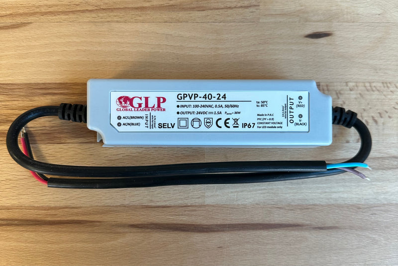 GLP GPVP-40-24 40W 24V/1.7A CV IP67 LED Power Supply - LED Spares