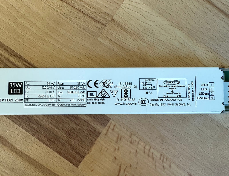 Philips 929001681706 XITANIUM 35W 0.08-0.35A 220V TD21 230V - LED Spares