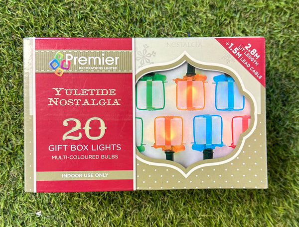 Vintage Yuletide Nostalgia 20 Gift Box Christmas Lights Multi-Coloured Bulbs - LED Spares