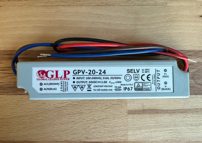 GLP GPV-20-24 24W 12V/1A IP67 LED Power Supply - LED Spares