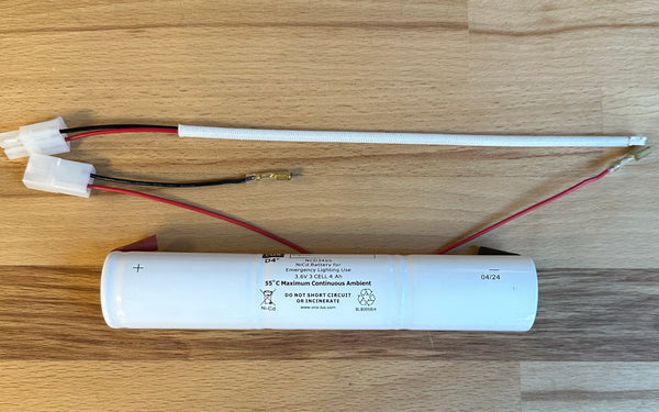 One-Lux NCD34SS/JST2 4Ah 3 Cell 3.6V Emergency Battery Stick c/w Leads + JST Connector - LED Spares