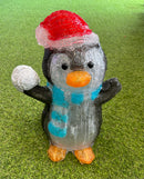 36cm Acrylic Christmas Penguin - Outdoor/Indoor 30 LED Battery Operated - Timer - Blue - LED Spares