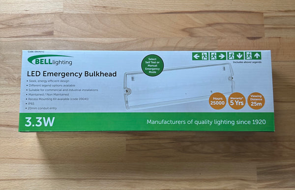 Bell Spectrum 3.3W LED Maintained / Non Maintained Emergency Bulkhead with Legends - 09040V2 - LED Spares