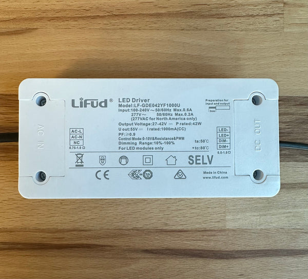 Lifud LF-GDE042YF1000U 42W 1000mA Triac Dimmable LED Driver 27-42V - LED Spares