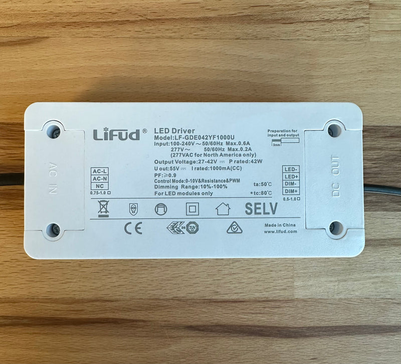 Lifud LF-GDE042YF1000U 42W 1000mA Triac Dimmable LED Driver 27-42V - LED Spares