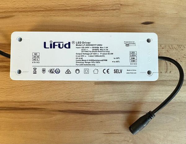 Lifud LF-GDE060YF1200U 50W 1200mA 1-10V Dimmable LED Driver 27-42V - LED Spares