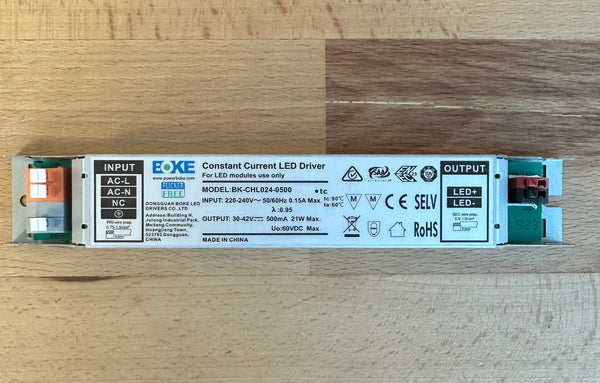 BOKE BK-CHL024-0500 21W 500mA Linear LED Driver - LED Spares