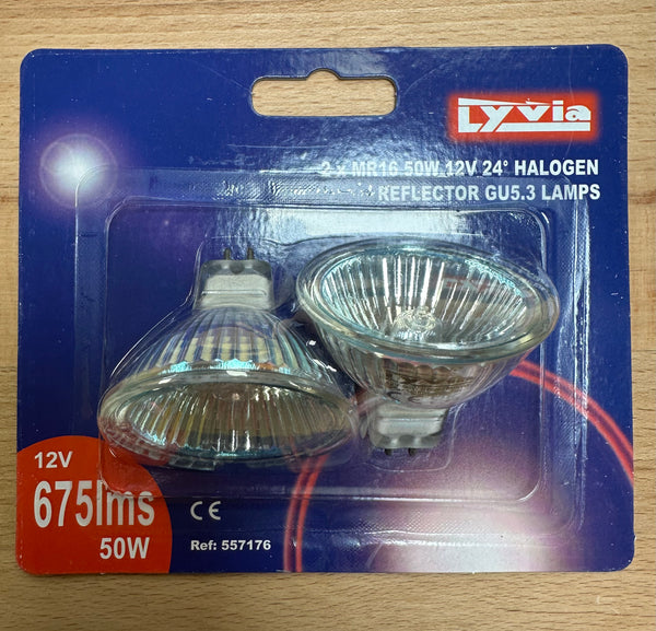 MR16 12V 50W 24° GU5.3 Closed Front Halogen Reflector Lamps - Lyvia 557176 - LED Spares