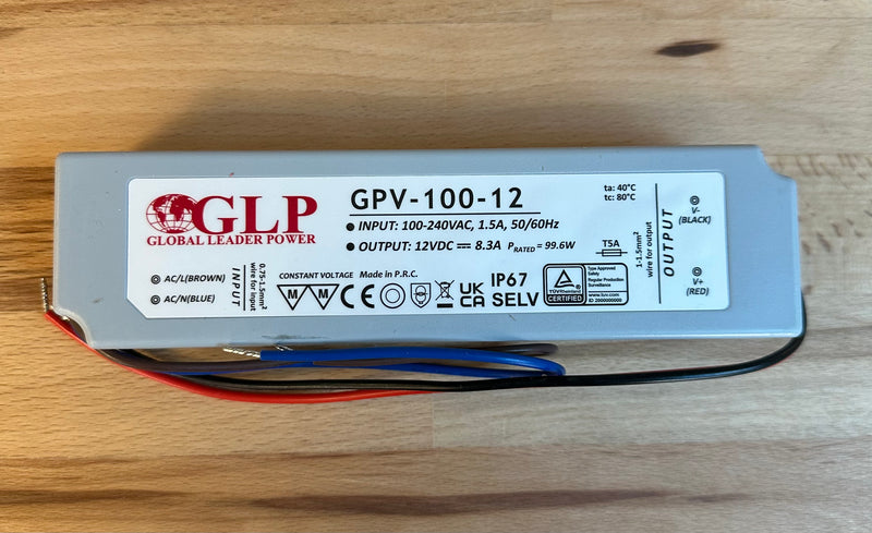 GLP GPV-100-12 99.6W 12V/8.3A CV IP67 LED Power Supply - LED Spares