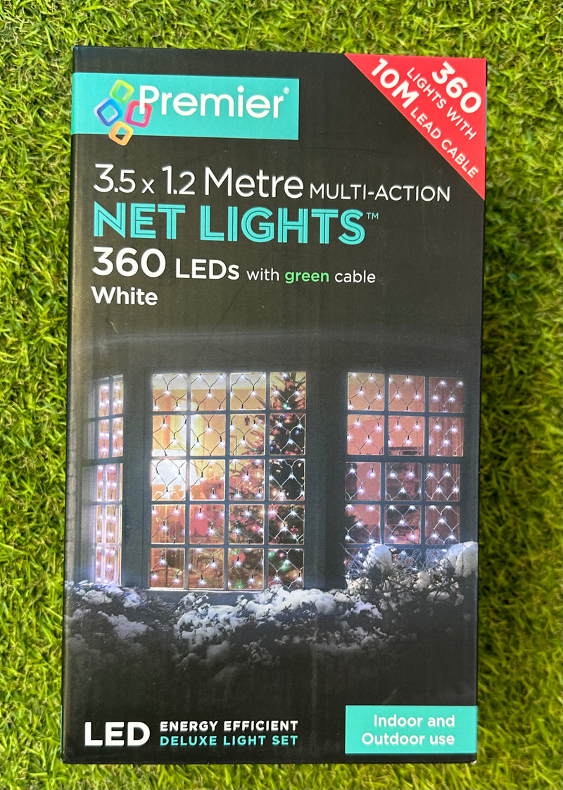 3.5 X 1.2 Meter Multi-Action NET Lights 360 LEDs Multi-coloured or White - LED Spares