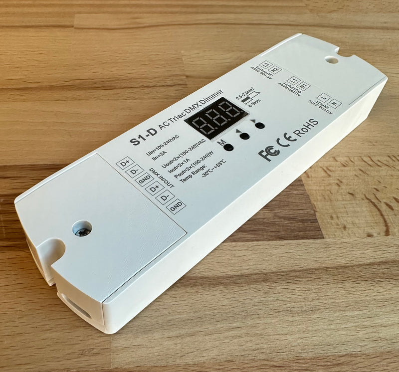 S1-D 2Channel Triac DMX LED Dimmer Dual Channel Output DMX512 Digital Display