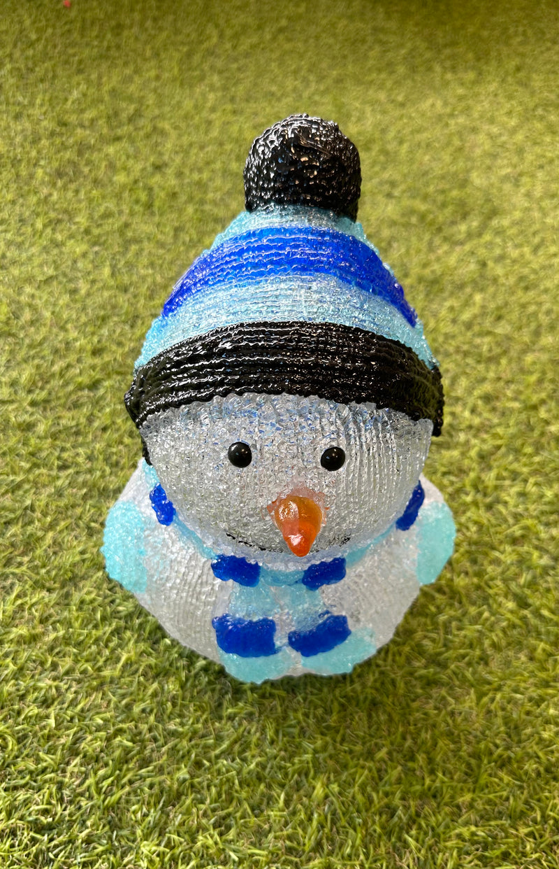 24cm Acrylic Christmas Snowman - Outdoor/Indoor 20 LED Battery Scarf/Hat & Timer - LED Spares