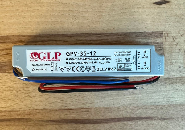 GLP GPV-35-12 36W 12V/3A IP67 LED Power Supply - LED Spares
