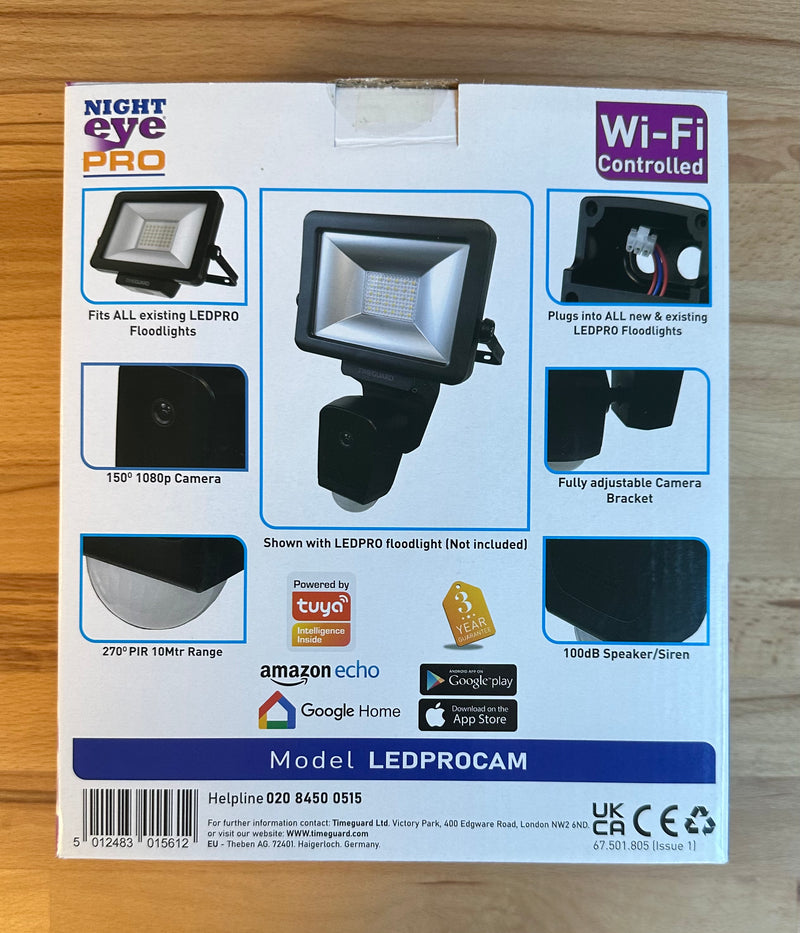 Timeguard LEDPRO20B + LEDPROCAM 20W LED Floodlight With Wi-Fi Camera System - LED Spares