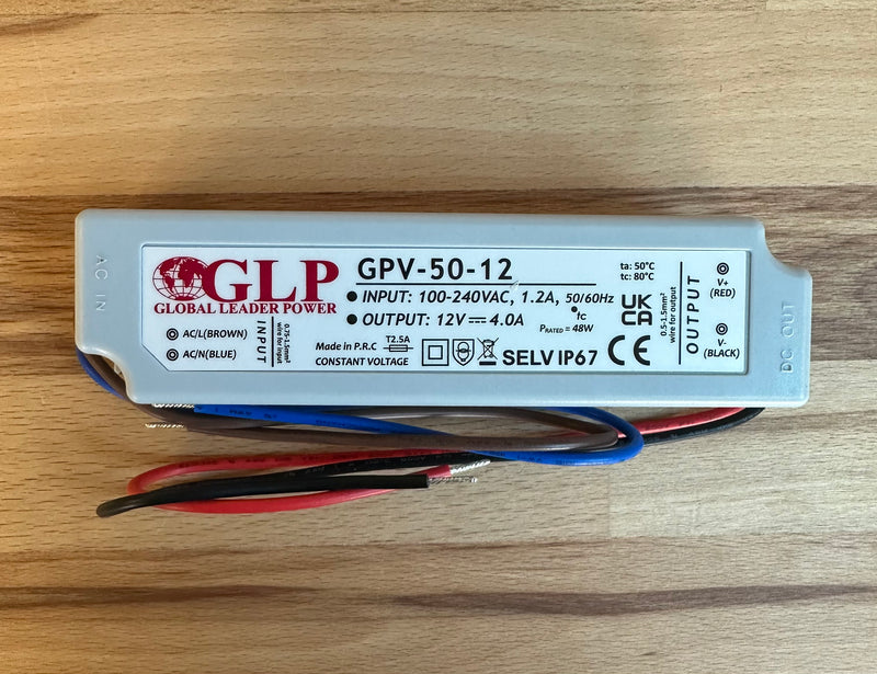 GLP GPV-50-12 48W 12V/4A IP67 LED Power Supply -LED Spares