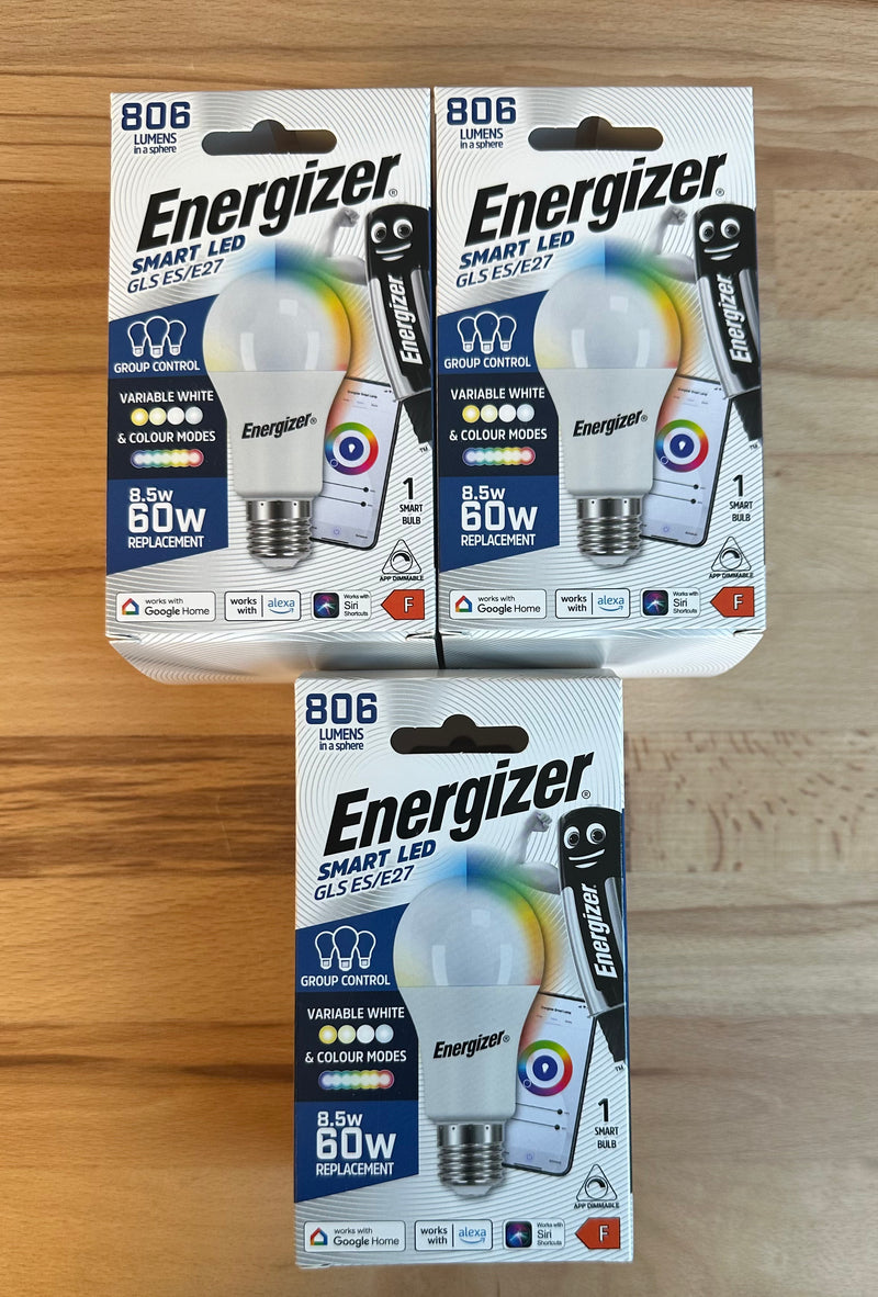 Energizer Smart E27 (ES) GLS - 8.5W - Colour Changing Bulb - 806LM - Boxed - LED Spares