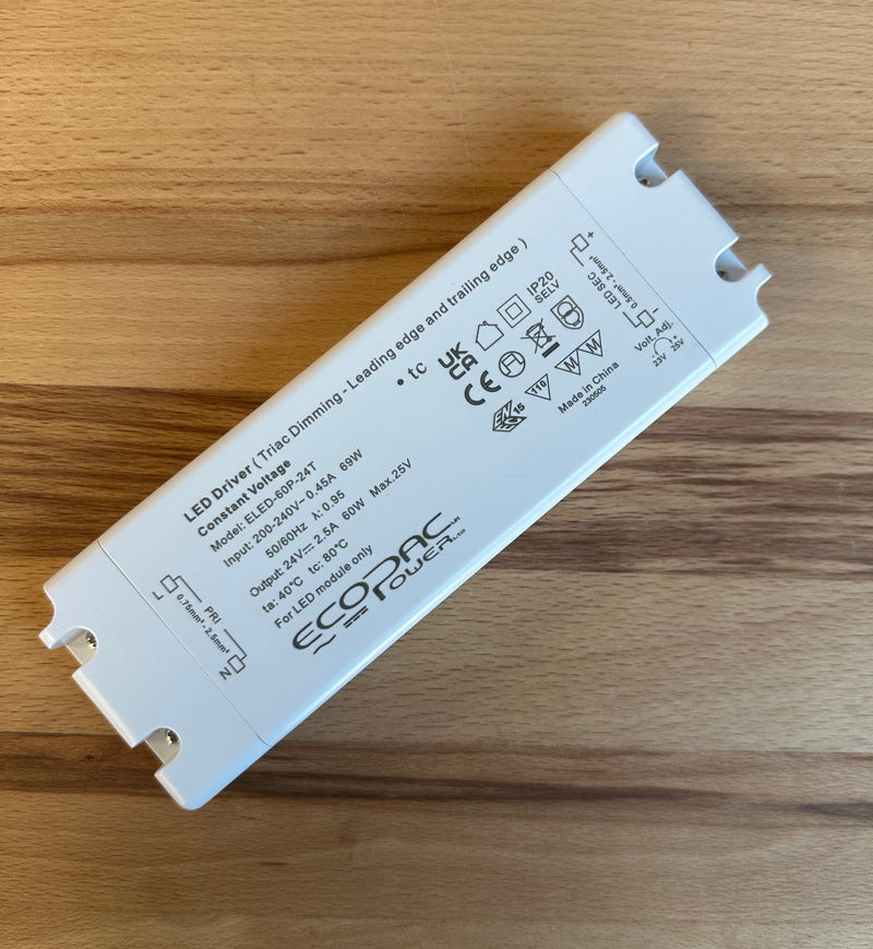 Ecopac ELED-60P-24T 60W 24V Triac Dimmable LED Driver - LED Spares