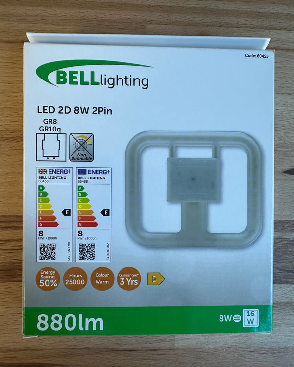 BELL Lighting 60455 8W 2 Pin 2D LED Replacement Lamp for 16W 3000K - LED Spares