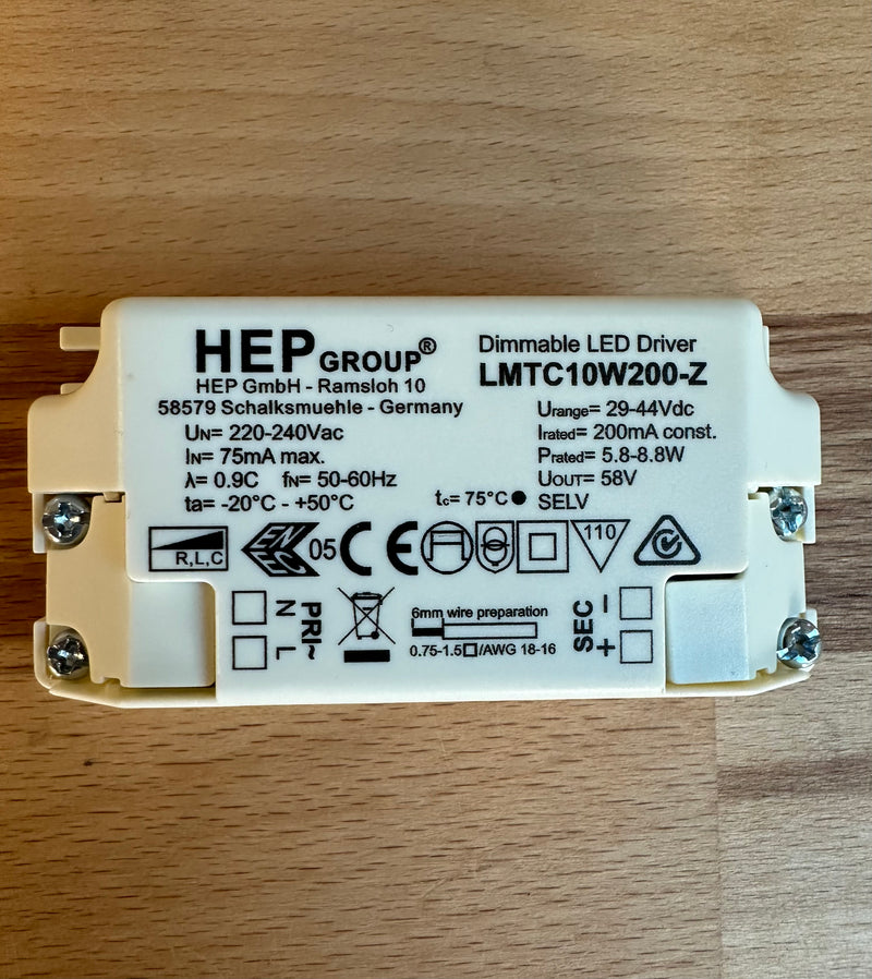 HEP Group LMTC10W200-Z 5.8-8.8W 200mA Triac Dimmable LED Driver - LED Spares