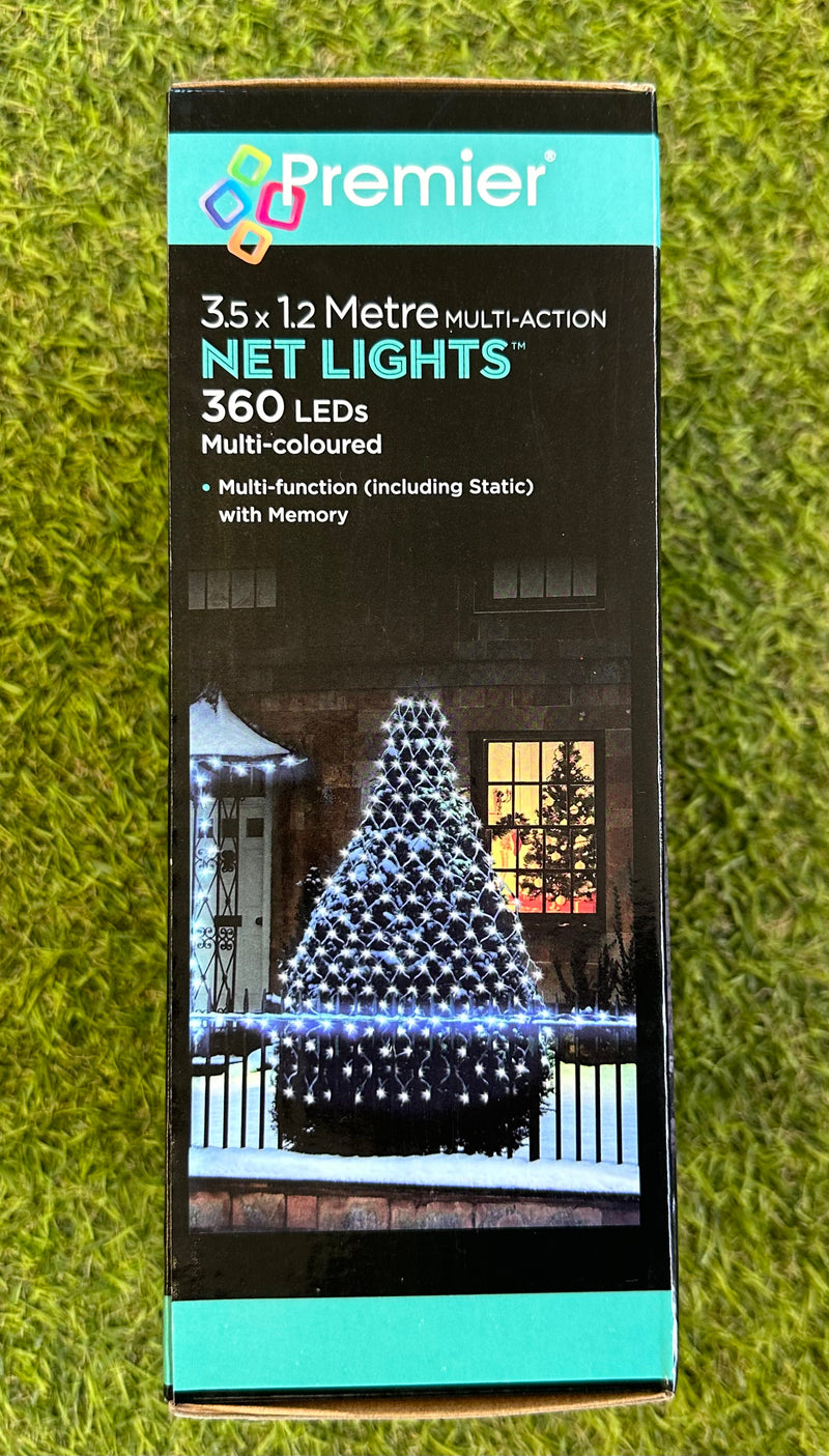 3.5 X 1.2 Meter Multi-Action NET Lights 360 LEDs Multi-coloured or White - LED Spares